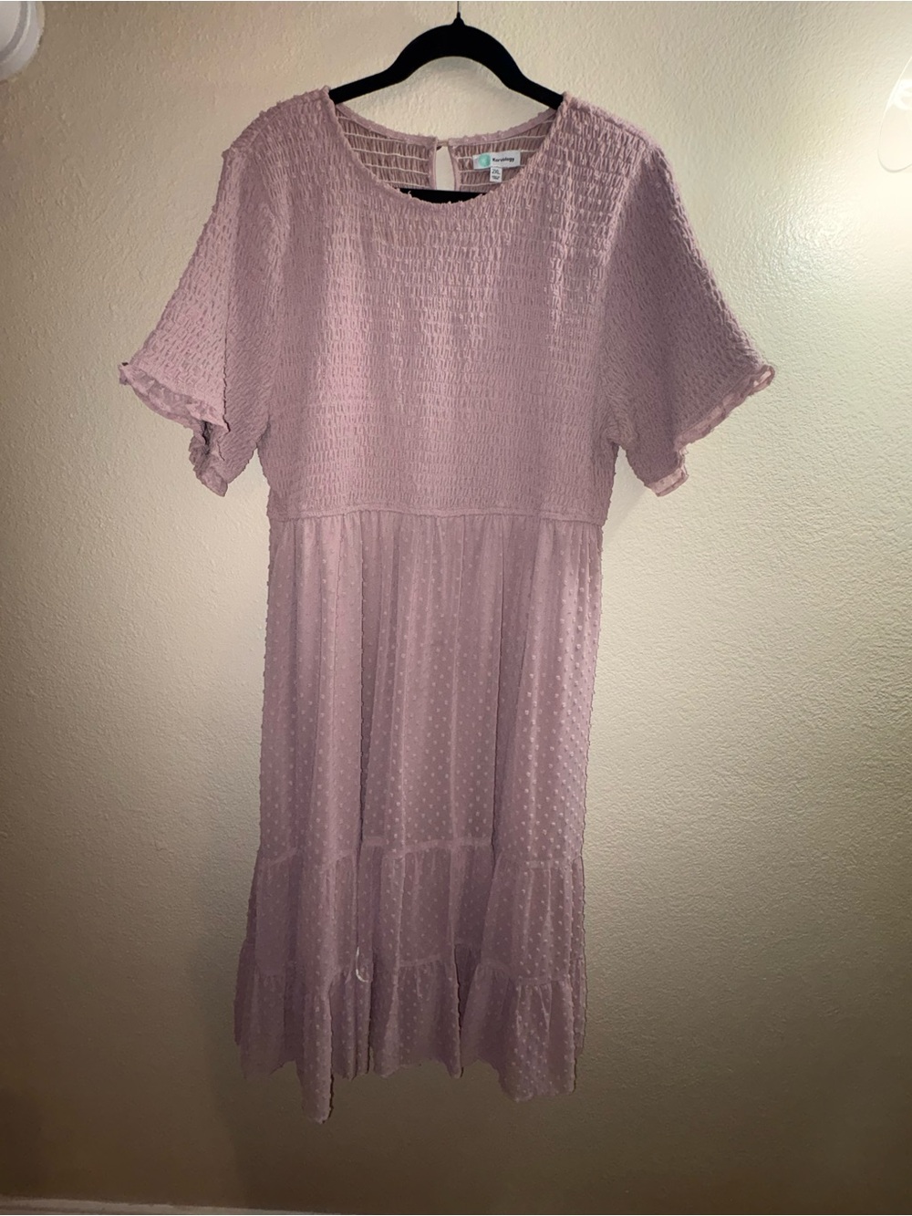 Smocked Bodice Tiered Midi Dress in Mauve Pink